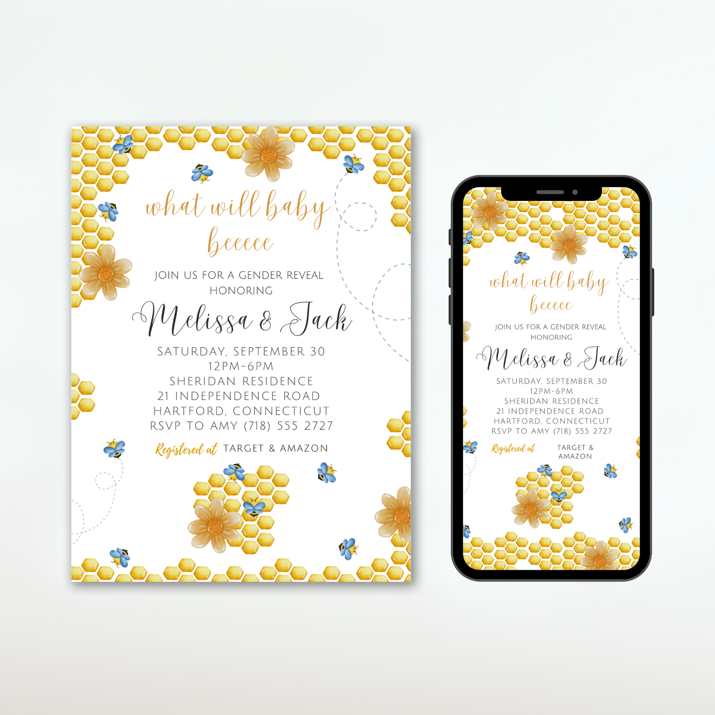 Bumble Bee Gender Reveal Invitation