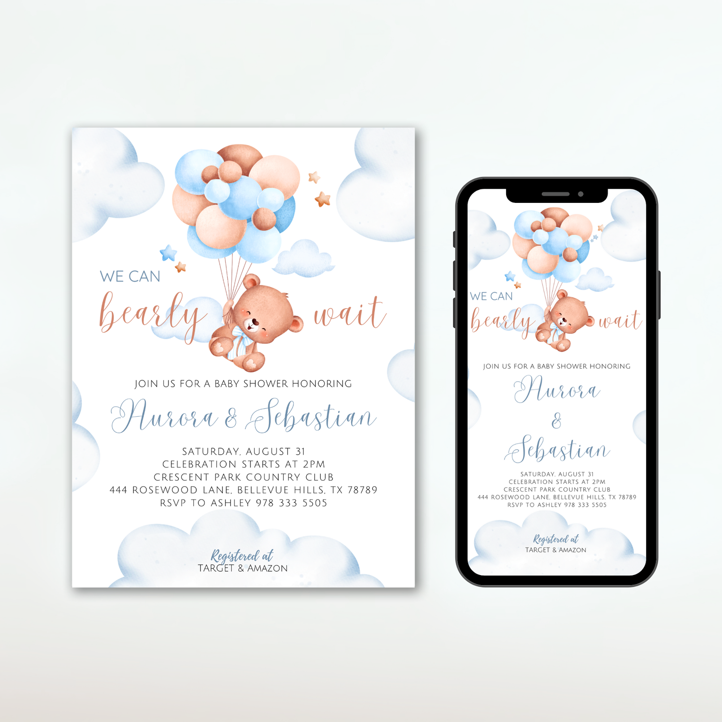 We Can Bearly Wait Baby | Baby Shower Invitation