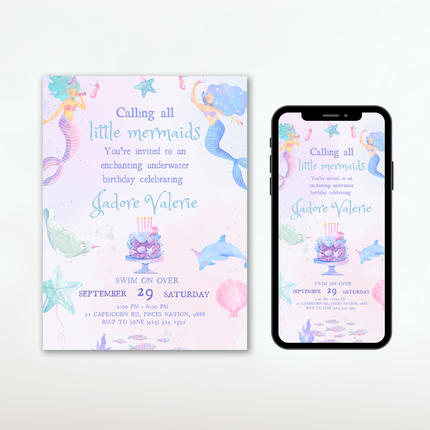 Little Mermaid Birthday Invitation