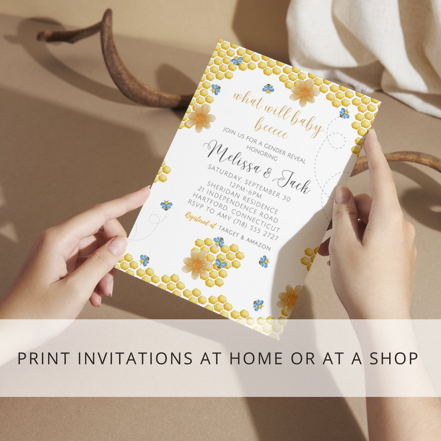 Bumble Bee Gender Reveal Invitation