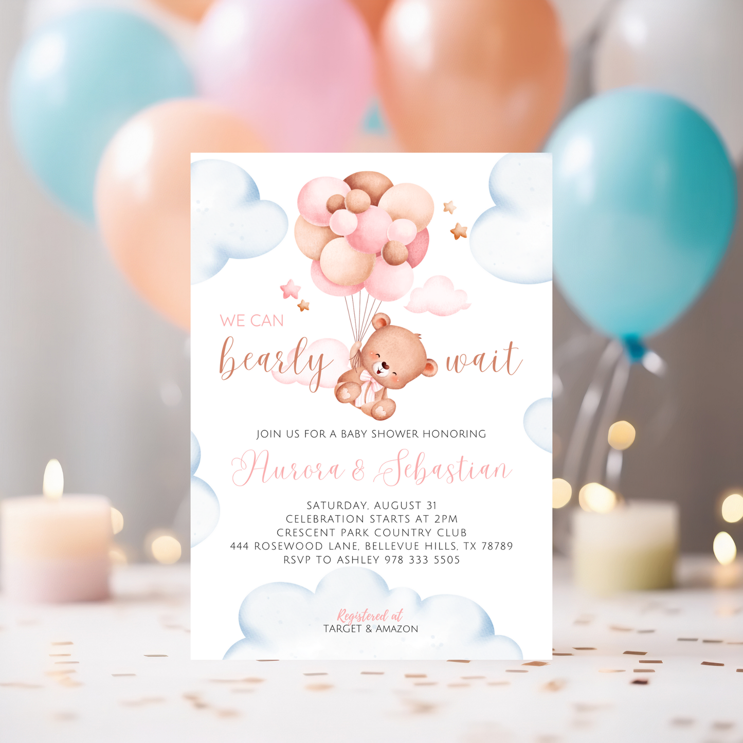 We Can Bearly Wait Baby | Baby Shower Invitation