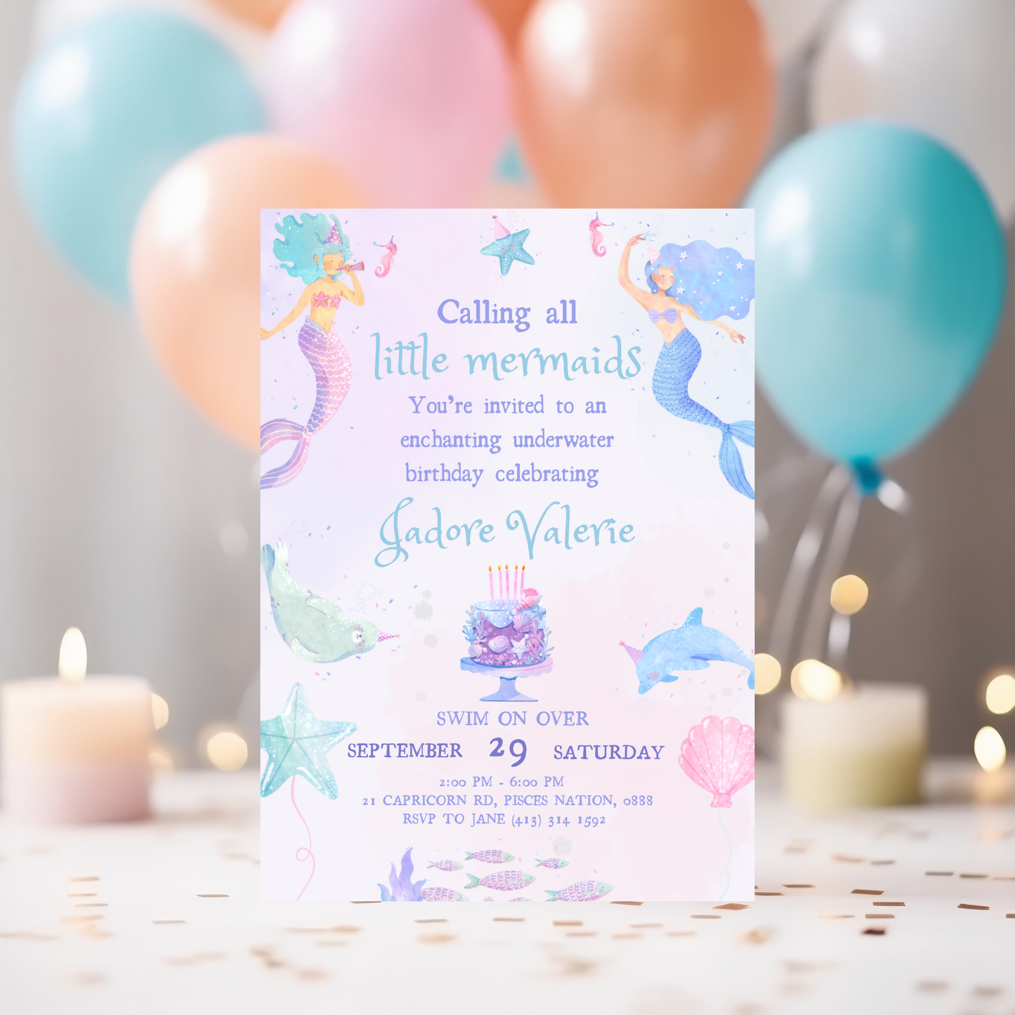 Little Mermaid Birthday Invitation