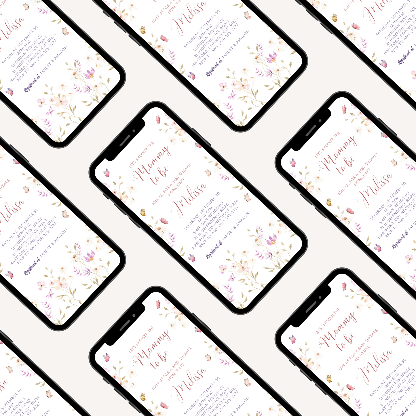 Mommy to be | floral baby shower invitation