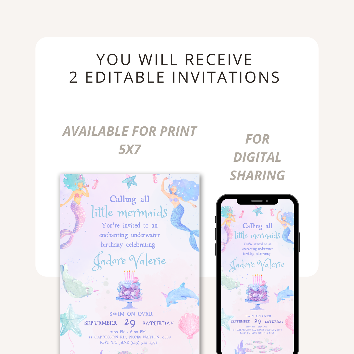 Little Mermaid Birthday Invitation