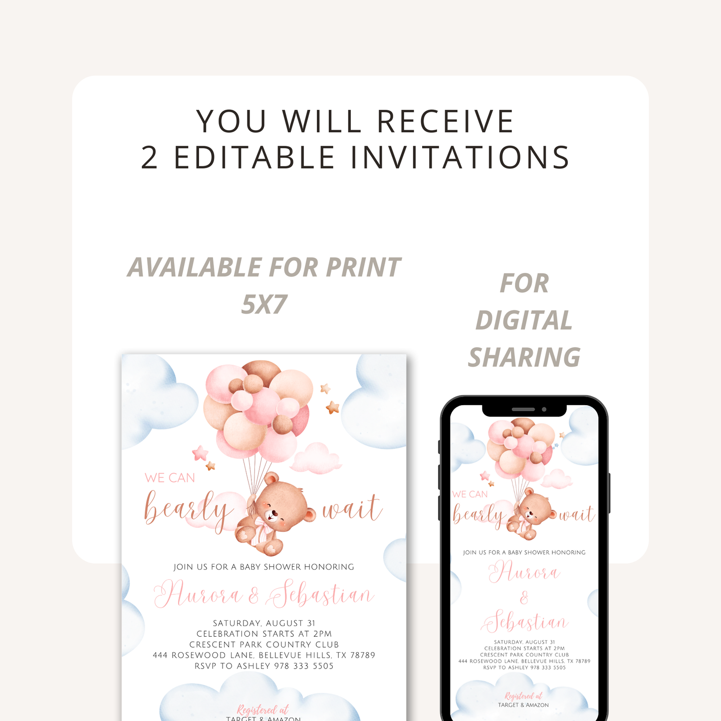 We Can Bearly Wait Baby | Baby Shower Invitation