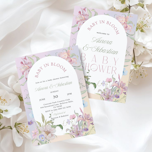 Baby in Bloom Baby Shower Invitation | Garden Theme | Botanical Flowers | Spring Baby Shower