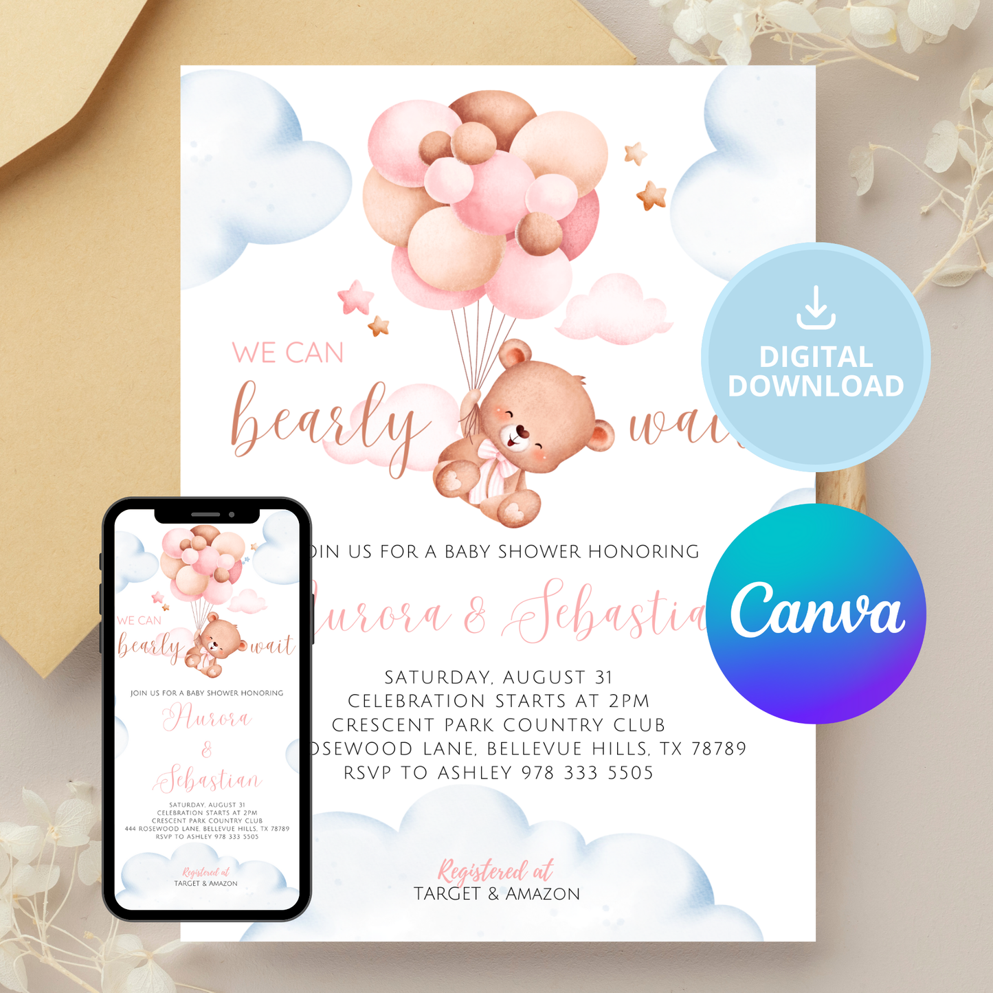 We Can Bearly Wait Baby | Baby Shower Invitation