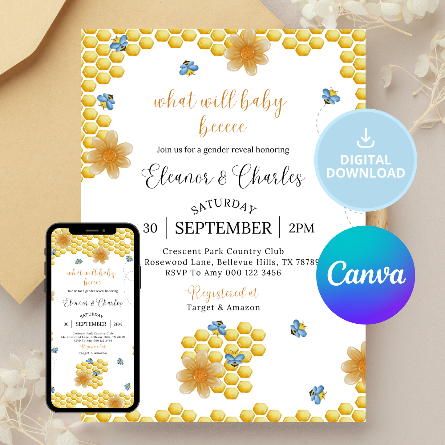 Sweet as Honey, Baby's on the way | Bumble Bee Baby Shower | What will baby bee | Gender Reveal