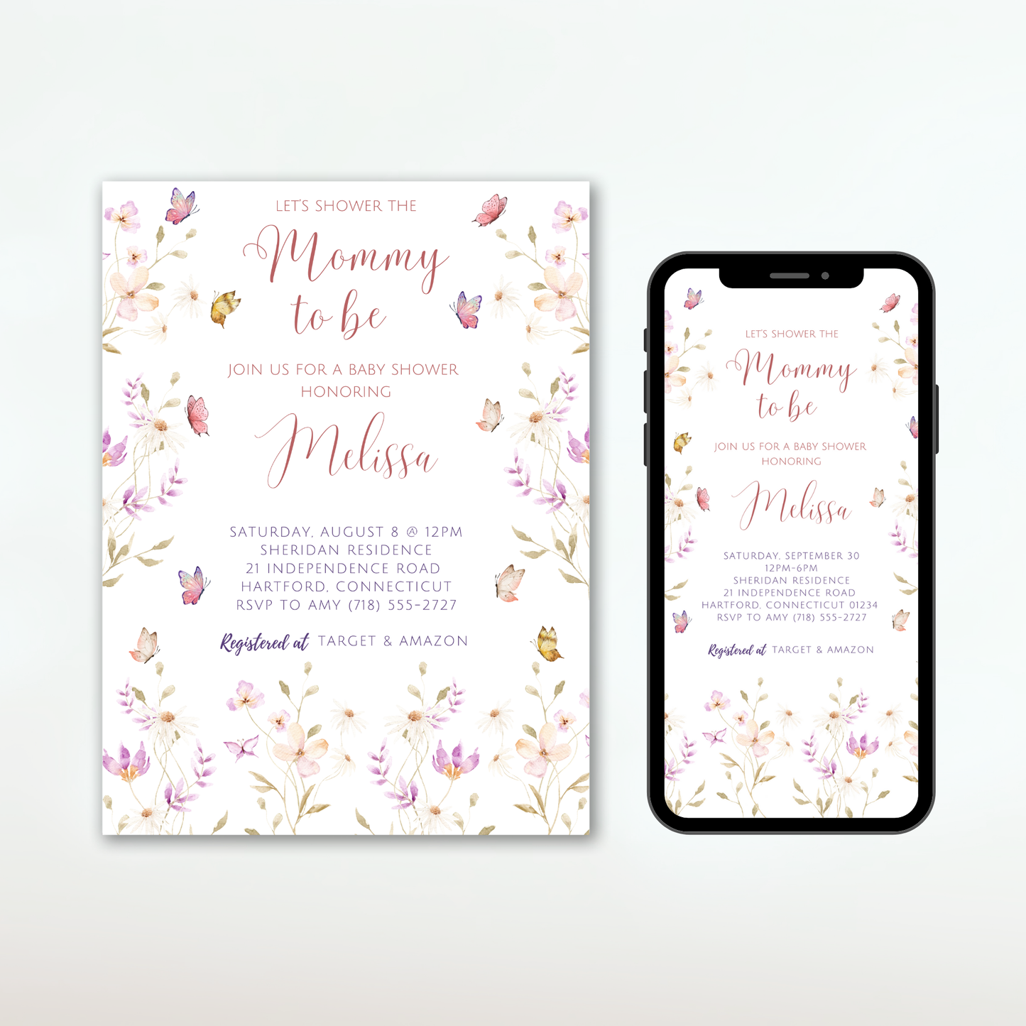Mommy to be | floral baby shower invitation