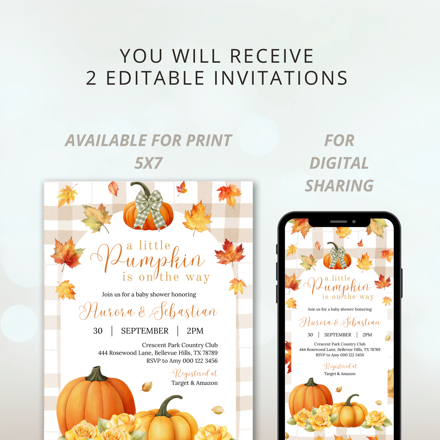 A Little Pumpkin is on the way | Fall Autumn Baby Shower | Bumpkin Baby Shower Invitation