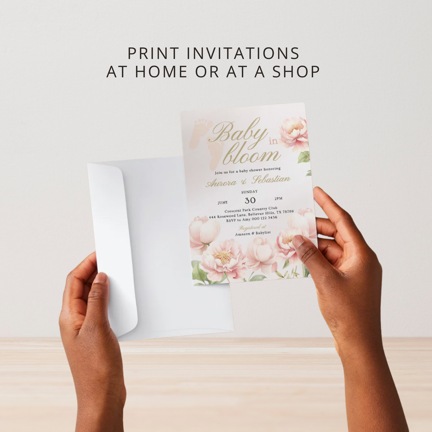 Baby in Bloom Baby Shower Invitation | Version 3 | Garden Theme | Botanical Flowers | Spring Baby Shower
