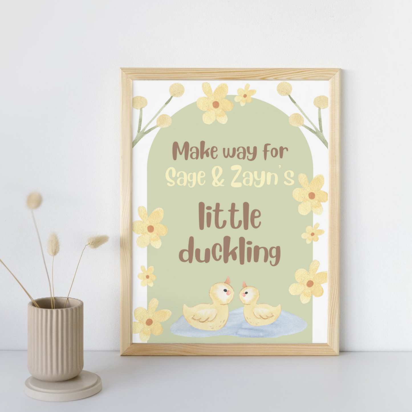 Waddle this way to Celebrate Baby on the way | Inspired by, Make way for Ducklings | Spring Baby Shower Invitation
