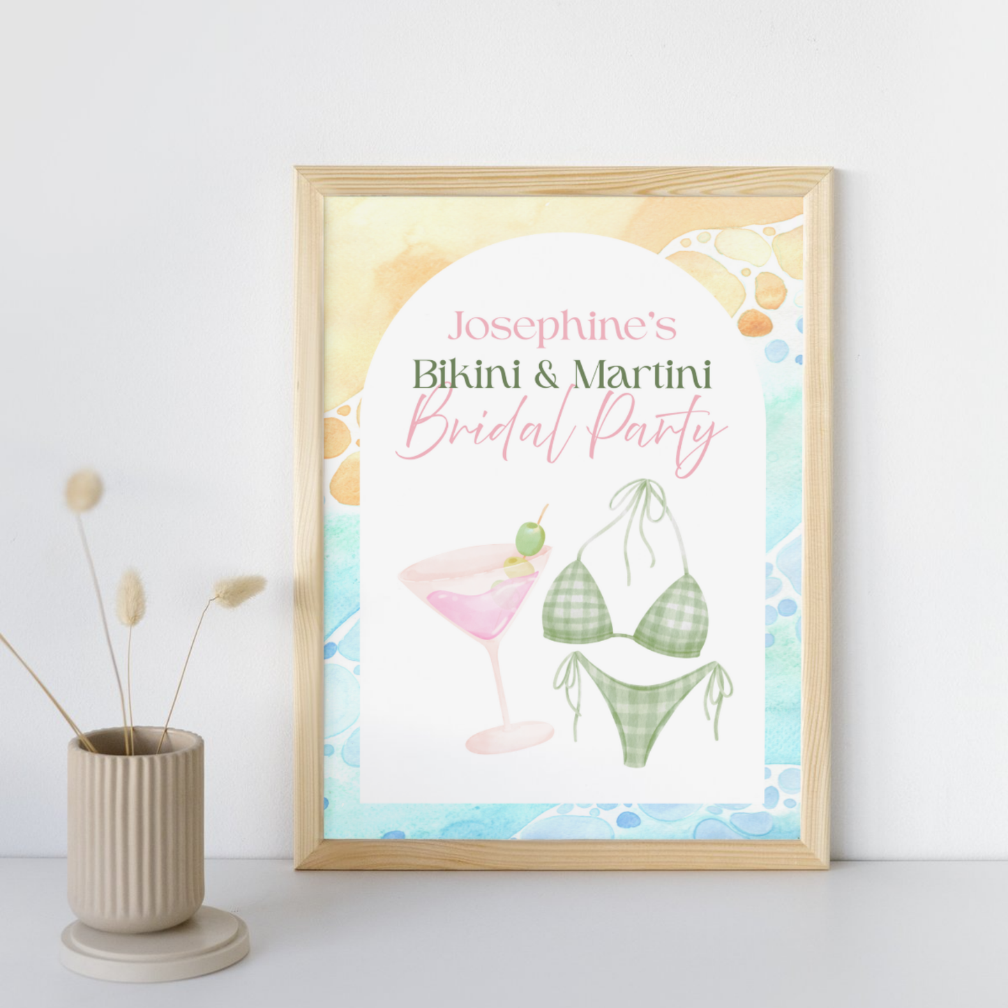 Sip, Splash, & Celebrate the Bride | Bikinis & Martinis Bridal Party or Birthday | Customizable Template