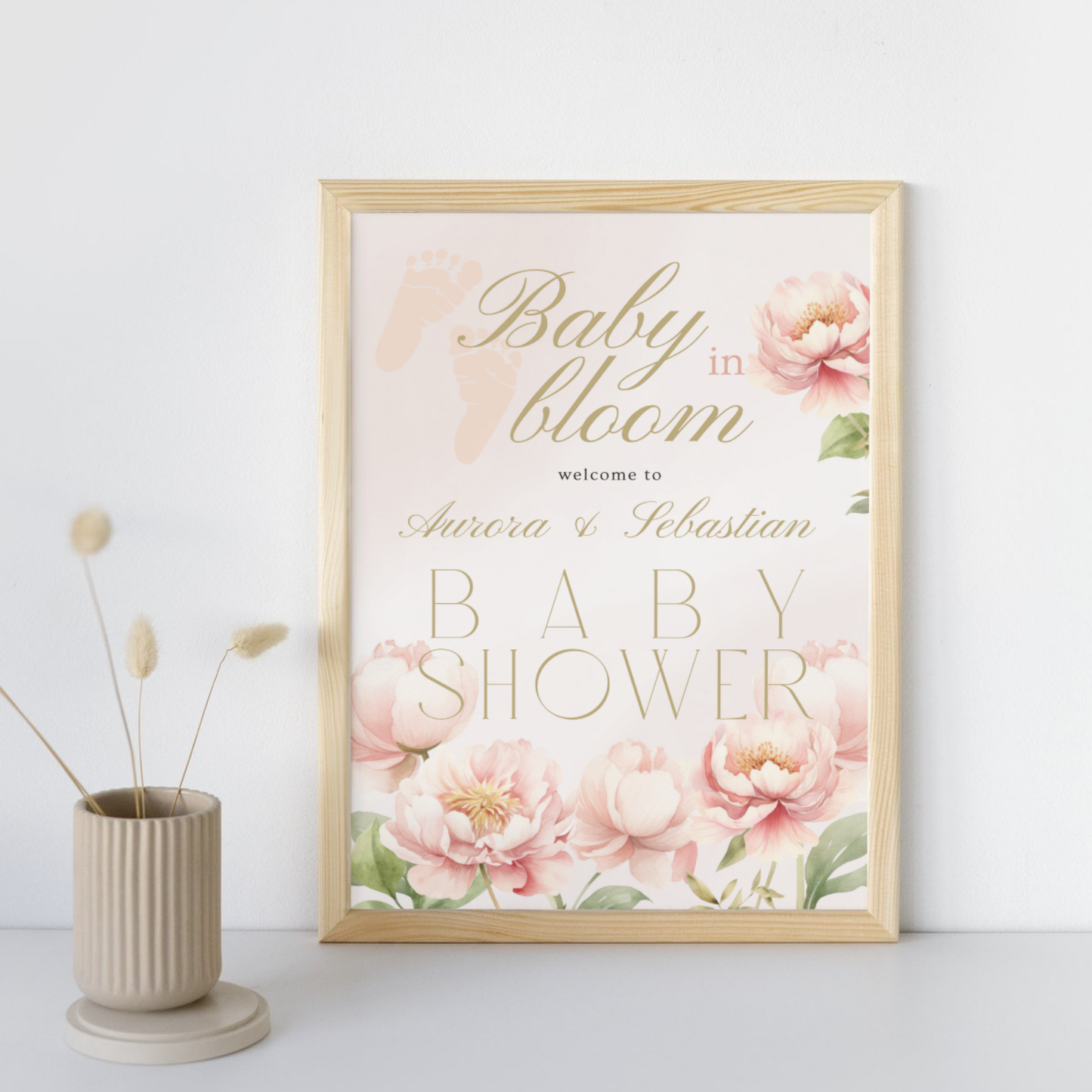 Baby in Bloom Baby Shower Invitation | Version 3 | Garden Theme | Botanical Flowers | Spring Baby Shower