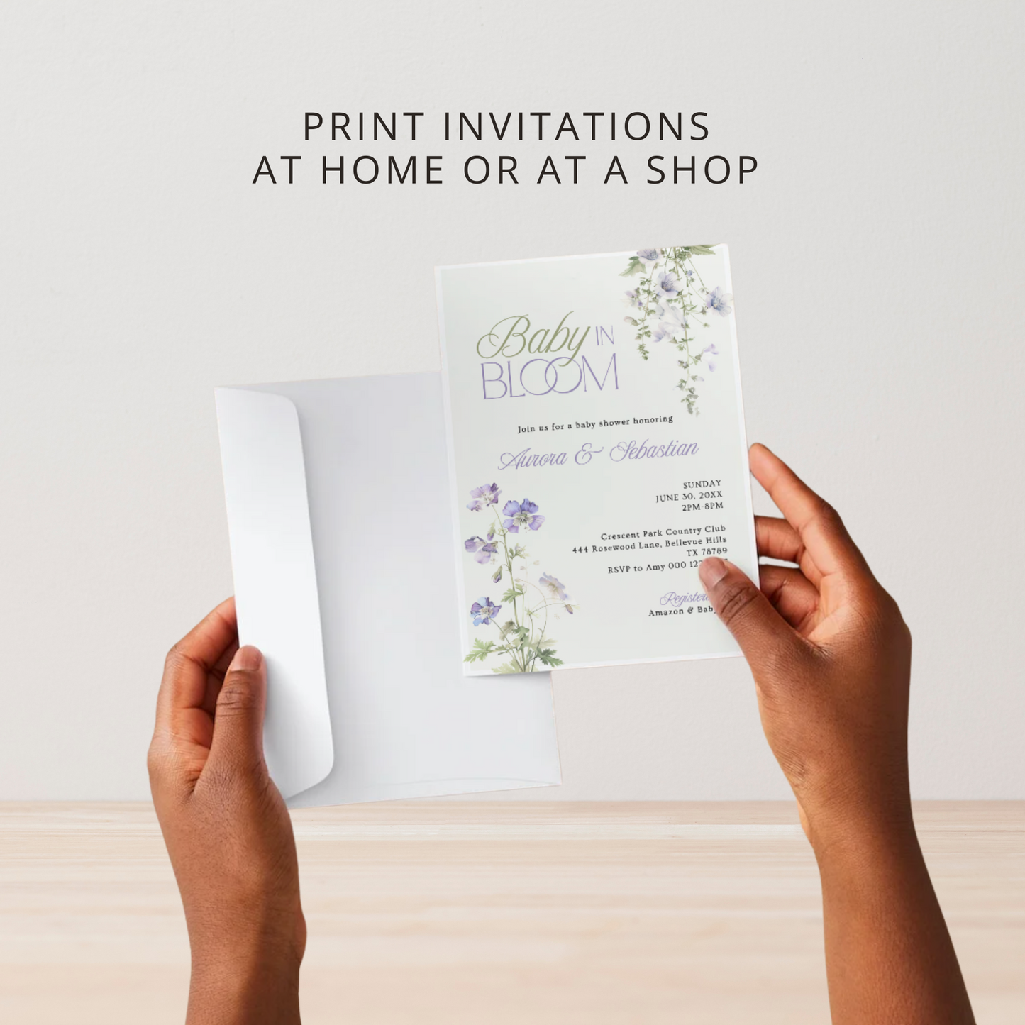 Baby in Bloom Baby Shower Invitation | Version 2 | Garden Theme | Botanical Flowers | Spring Baby Shower