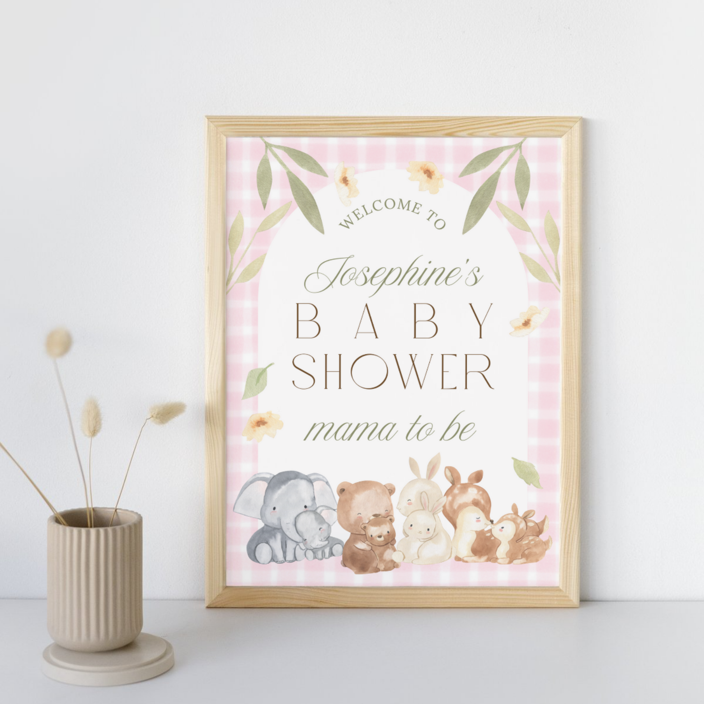 Showered with Love, Mama To Be | Gingham Picnic | Garden Theme | Baby Shower Invitation