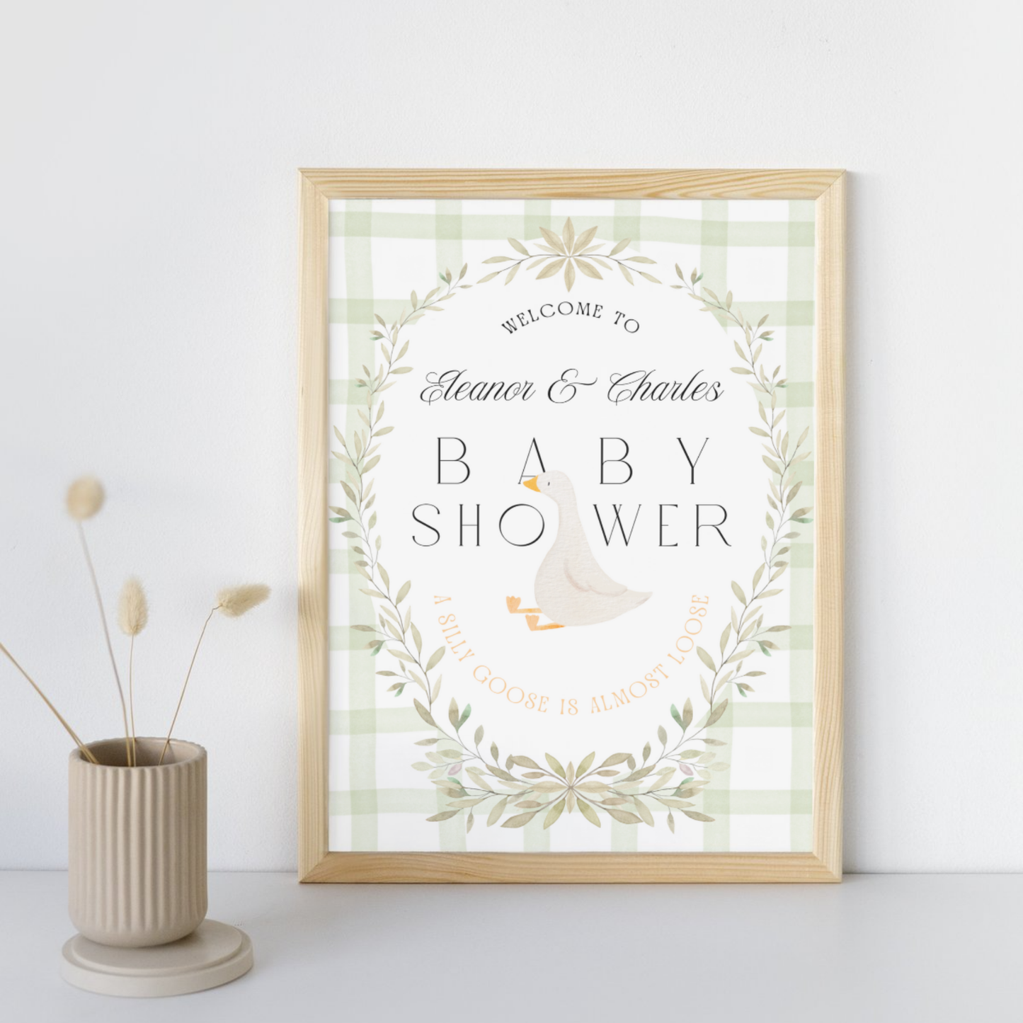 A Silly Goose is Almost Loose Baby Shower Invitation | Gender Neutral | Whimsical Garden Goose Theme