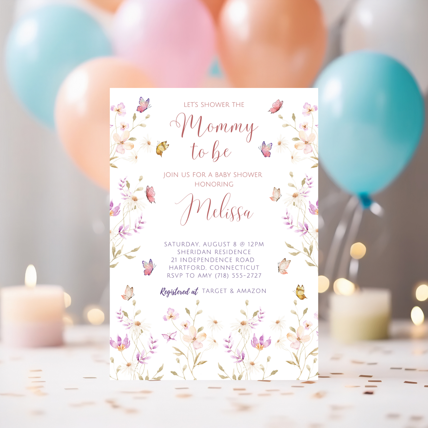 Mommy to be | floral baby shower invitation