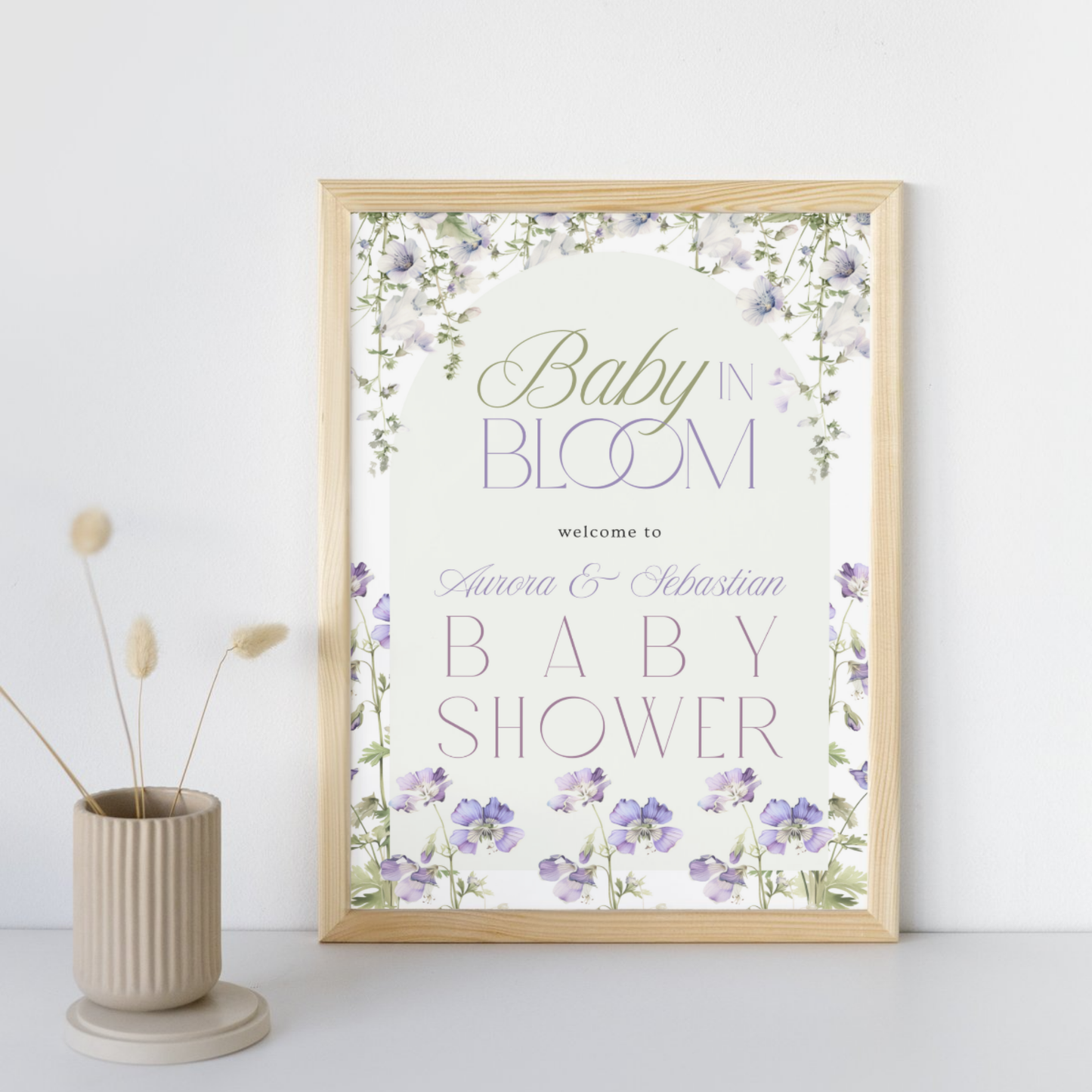 Baby in Bloom Baby Shower Invitation | Version 2 | Garden Theme | Botanical Flowers | Spring Baby Shower