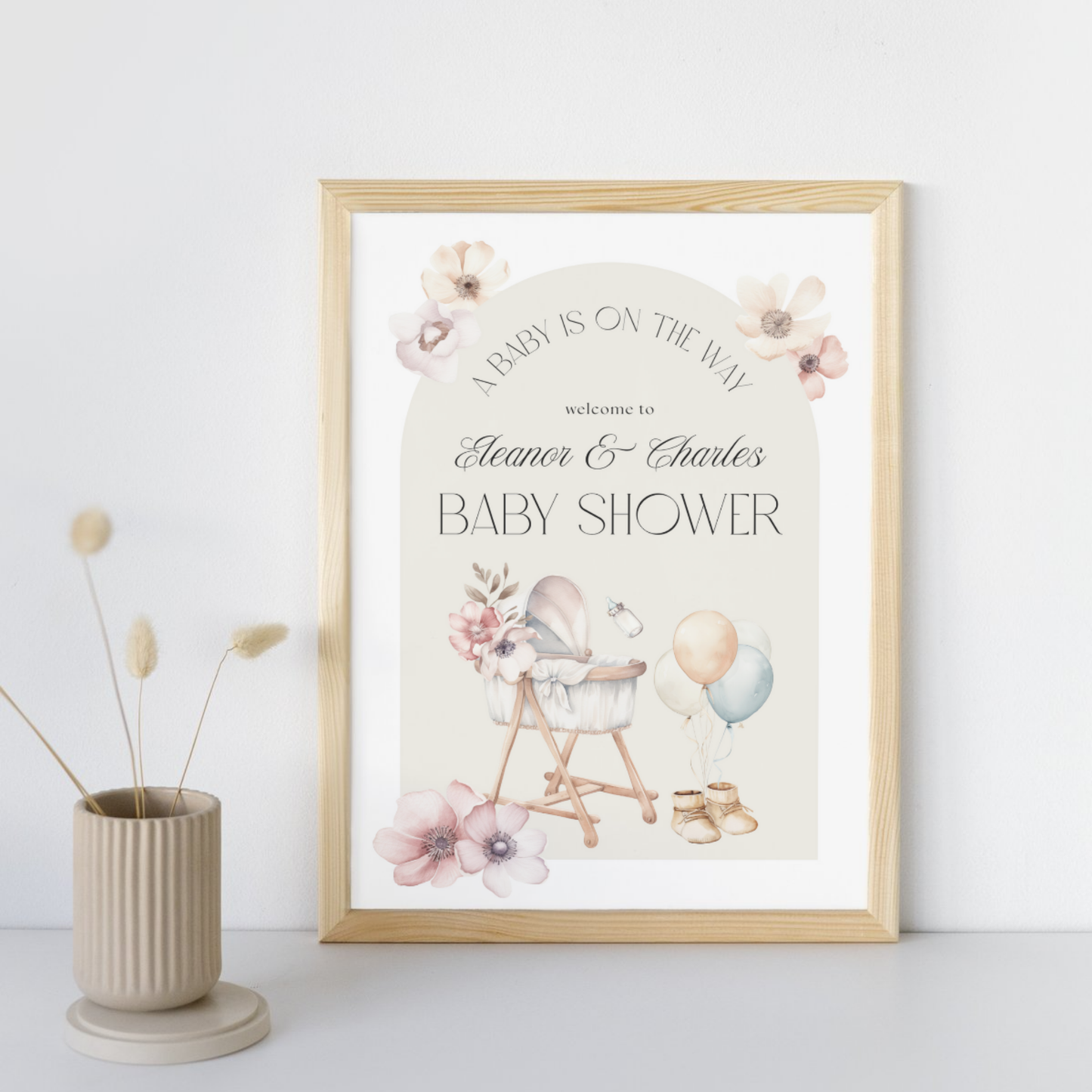 Bassinet Dreams Baby Shower Invitation | Neutral Gender Reveal | Vintage Newborn Baby | Spring Baby Shower Theme