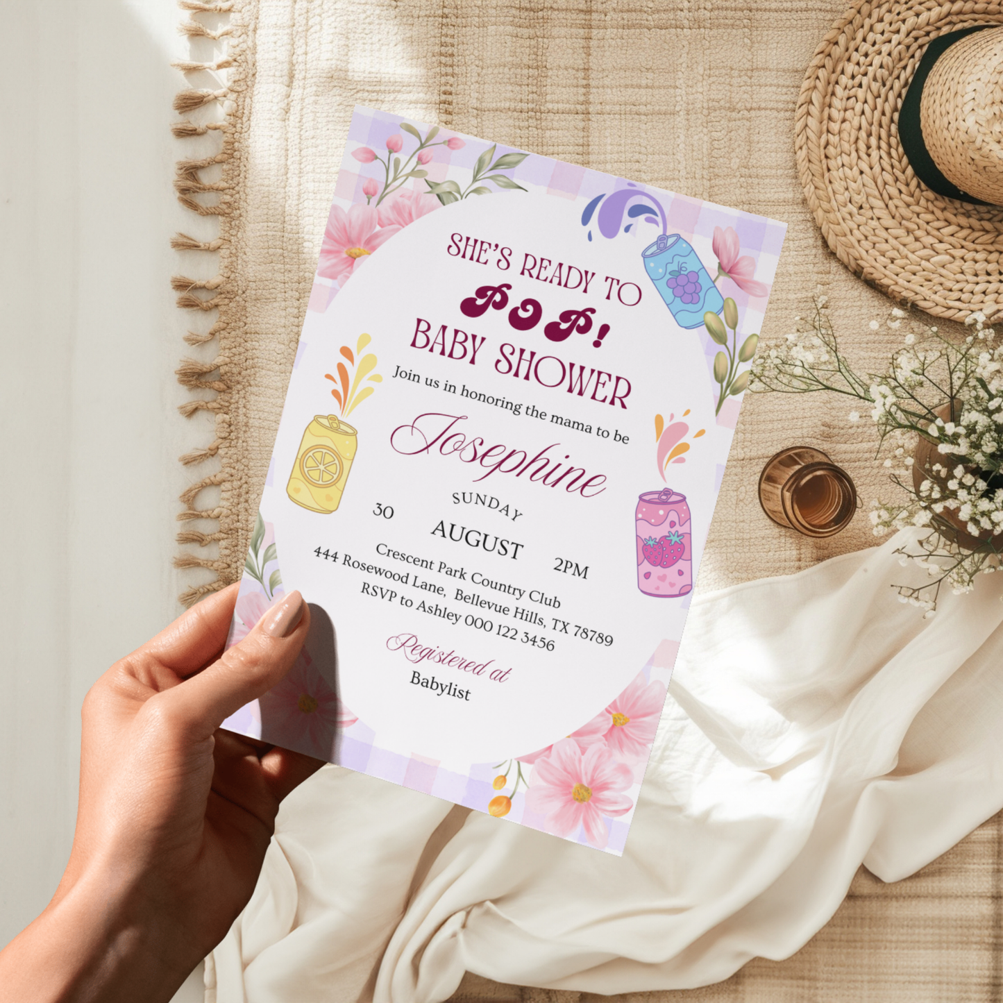 She's Ready to Pop Baby Shower Invitation | Colorful Retro Soda Pop Theme | Mama to be Celebration | Gender Reveal