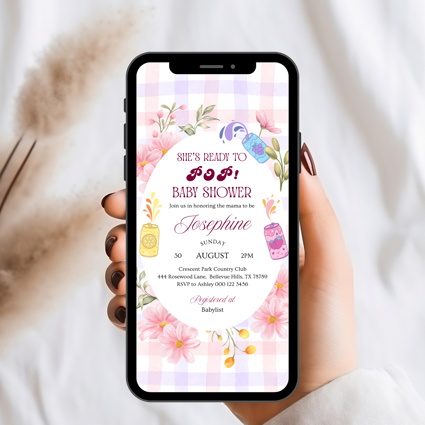 She's Ready to Pop Baby Shower Invitation | Colorful Retro Soda Pop Theme | Mama to be Celebration | Gender Reveal