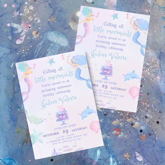 Little Mermaid Birthday Invitation