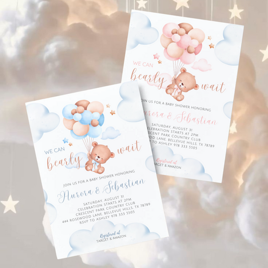 We Can Bearly Wait Baby | Baby Shower Invitation