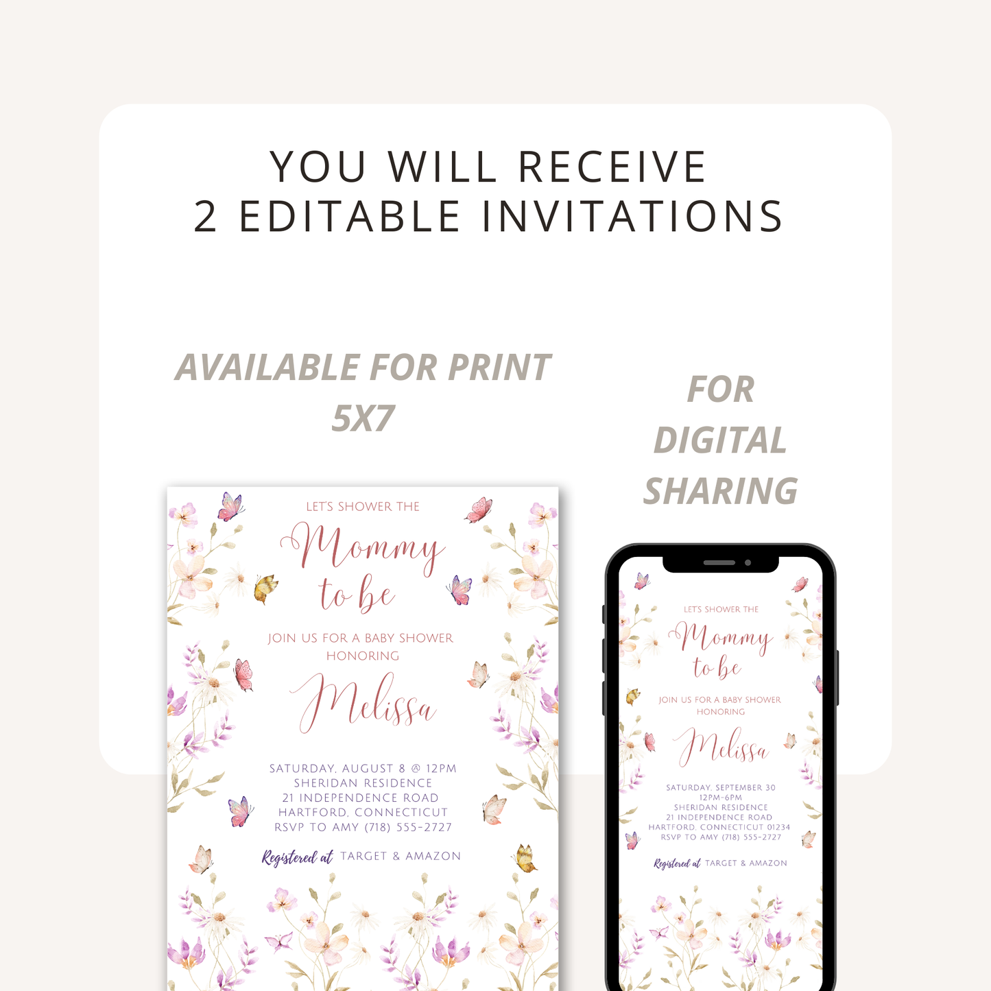 Mommy to be | floral baby shower invitation